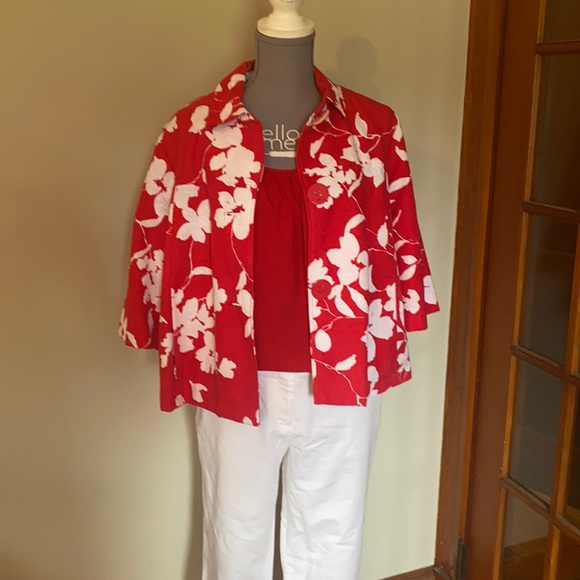 🌟NWT Cold water creek red & white jacket🌟 - Picture 1 of 12